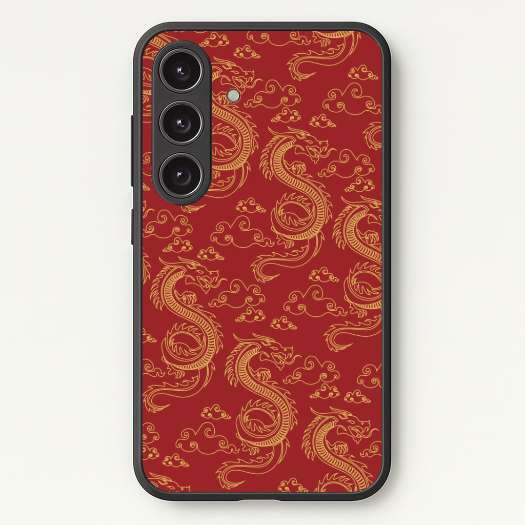 Red And Gold Dragon Pattern Phone Case - Galaxy S25 / Standard