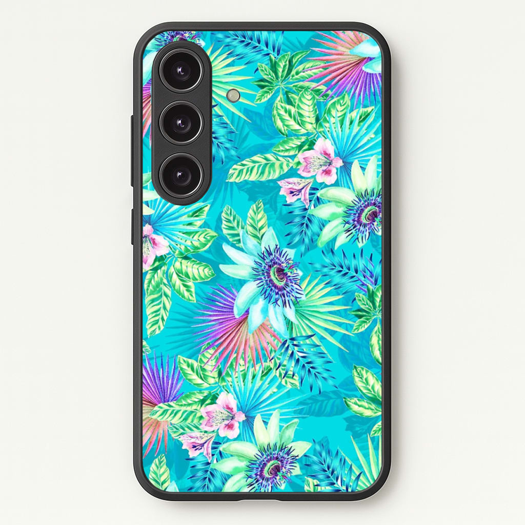 Blue Floral Pattern Phone Case - Galaxy S25 / Standard