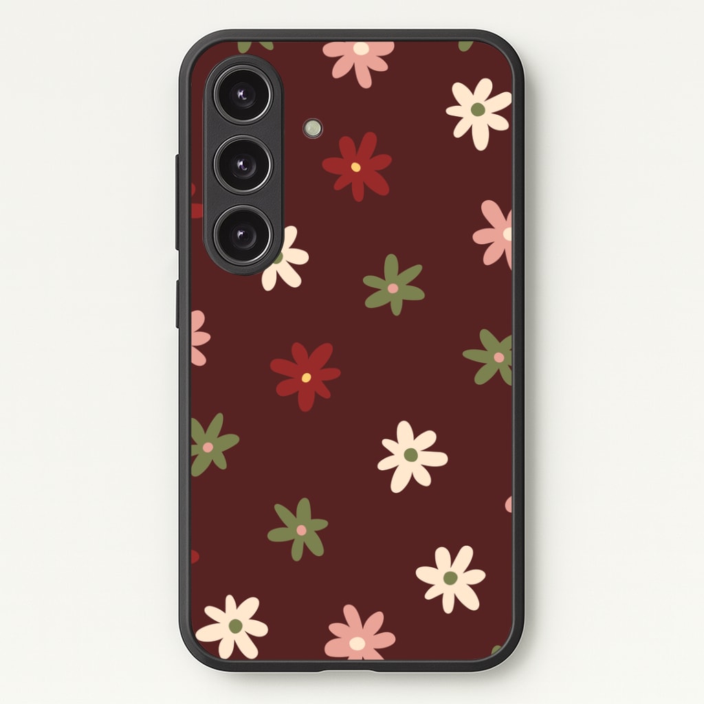 Dark Whimsical Flower Pattern Phone Case - Galaxy S25 / Standard