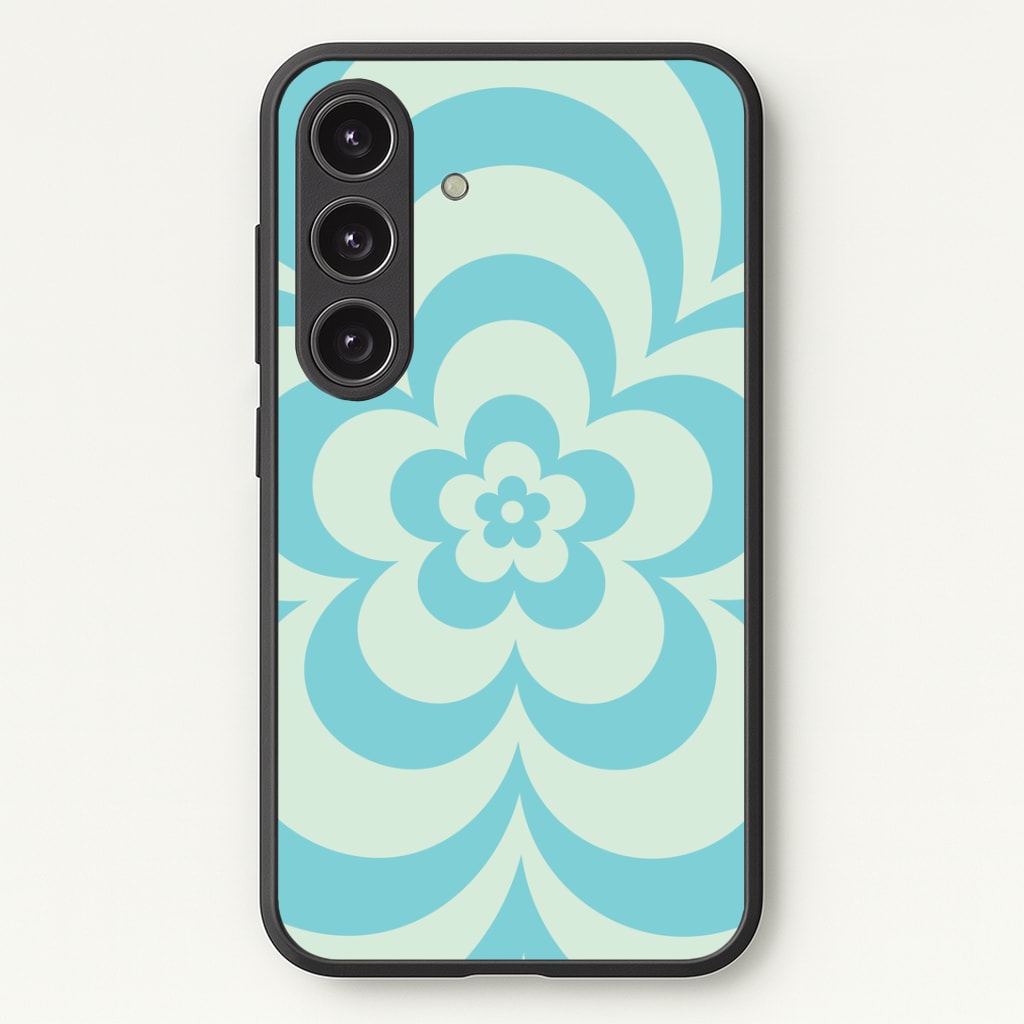 Teal Abstract Flower Pattern Phone Case