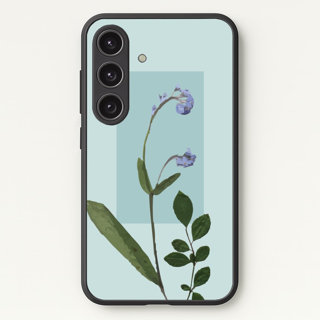 Abstract Blue Pressed Flower Phone Case - Galaxy S25 / Standard