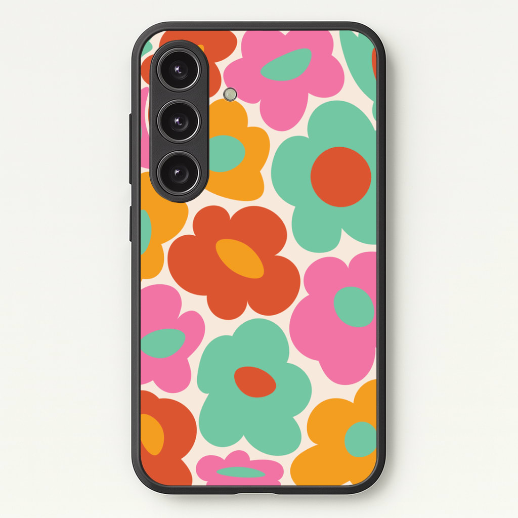 Abstract Trippy Retro Flowers Phone Case - Galaxy S25 / Standard