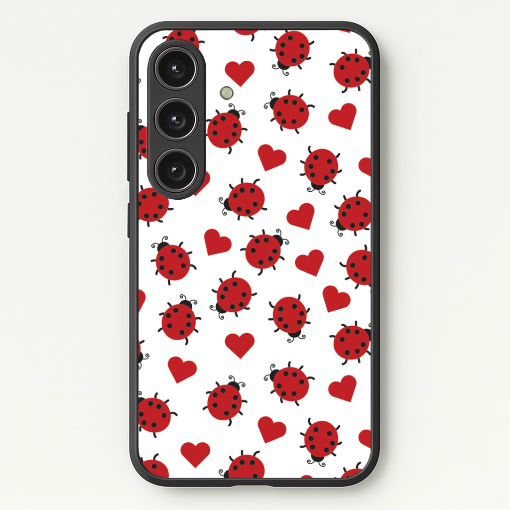 Ladybugs And Hearts Pattern Phone Case - Galaxy S25 / Standard