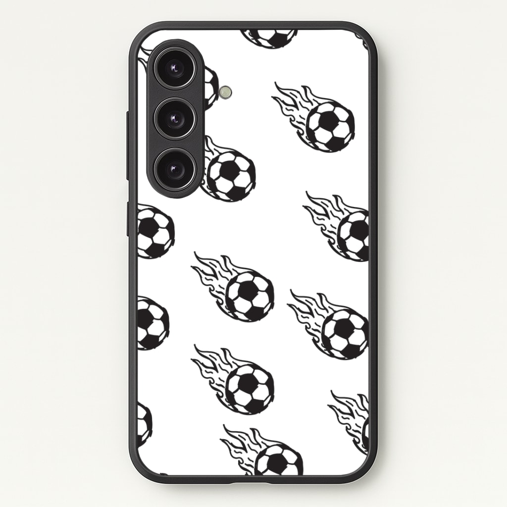 Flaming Football Pattern Phone Case - Galaxy S25 / Standard