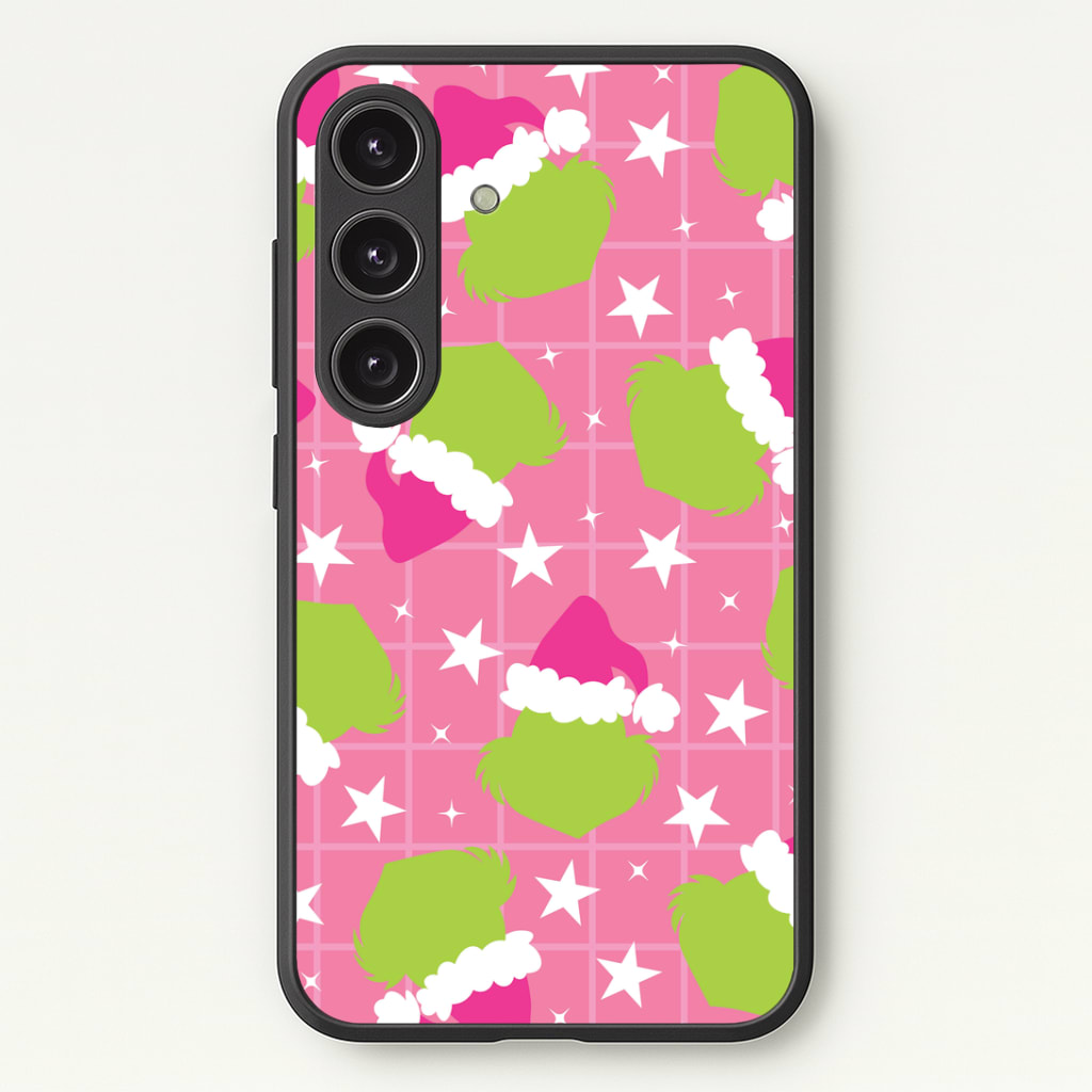 Pink Green Creature Xmas Pattern Phone Case - Galaxy S25 / Standard
