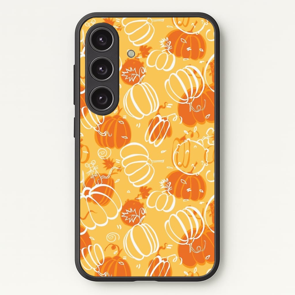 Drawn Pumpkin Pattern Phone Case - Galaxy S25 / Standard