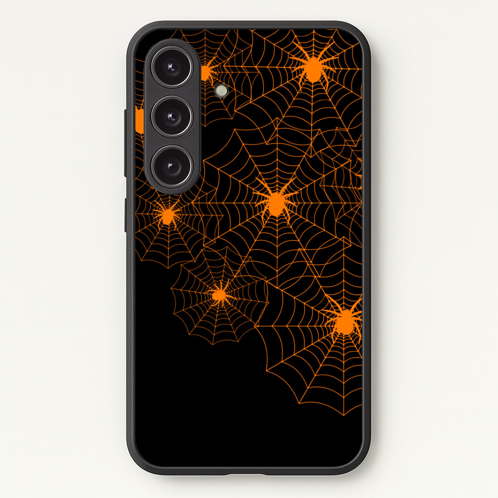 Orange Spider Web Phone Case - Galaxy S25 / Standard