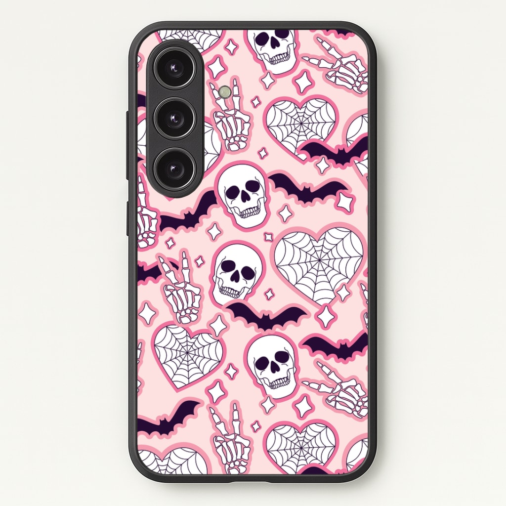 Cute Halloween Stickers Pattern Phone Case - Galaxy S25 / Standard