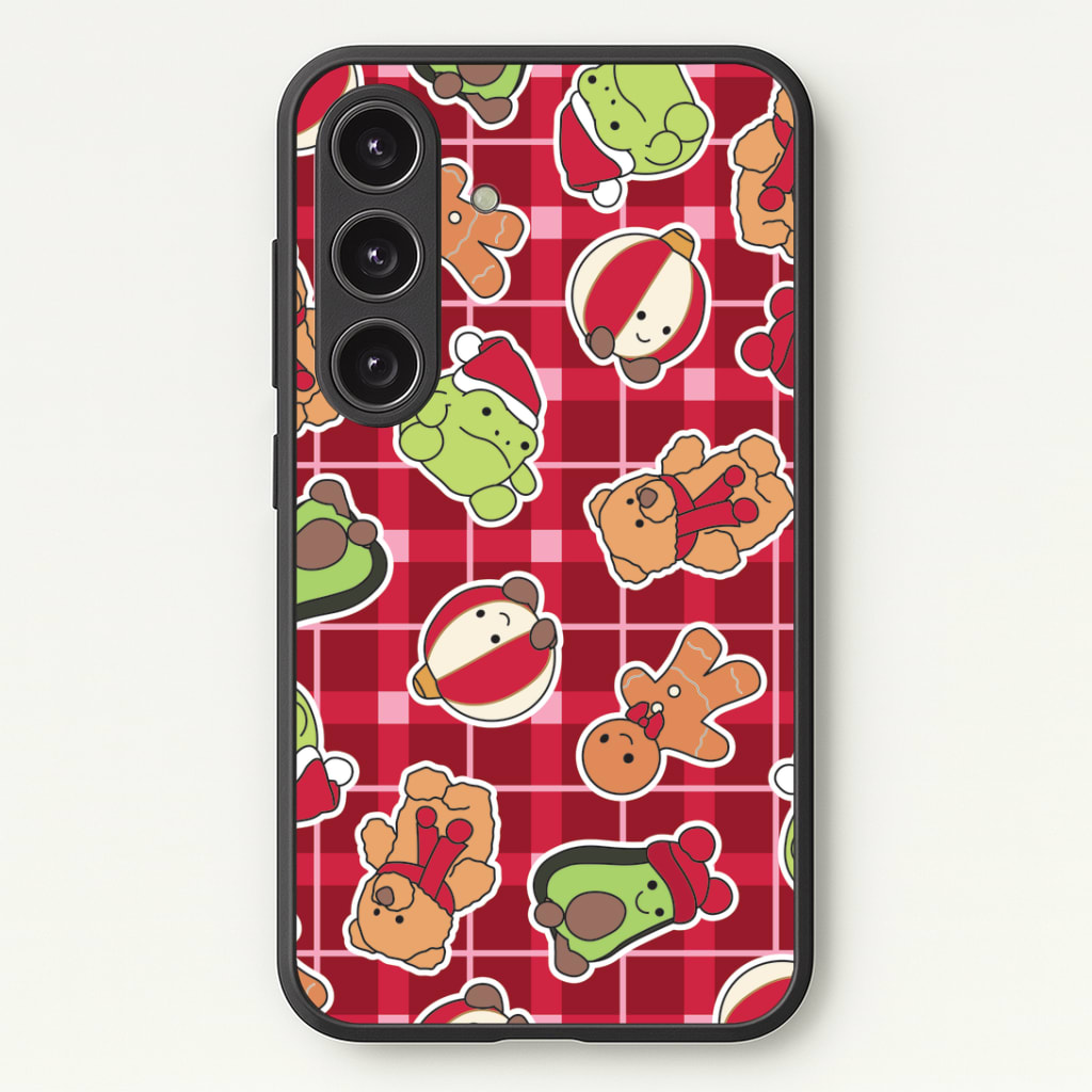 Christmas Plushies Tartan Pattern Phone Case - Galaxy S25 / Standard