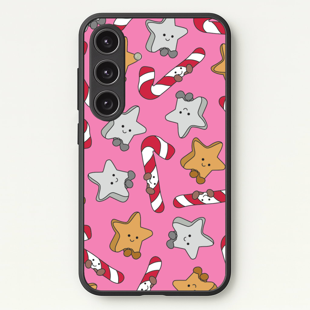Pink Christmas Plushies Pattern Phone Case - Galaxy S25 / Standard