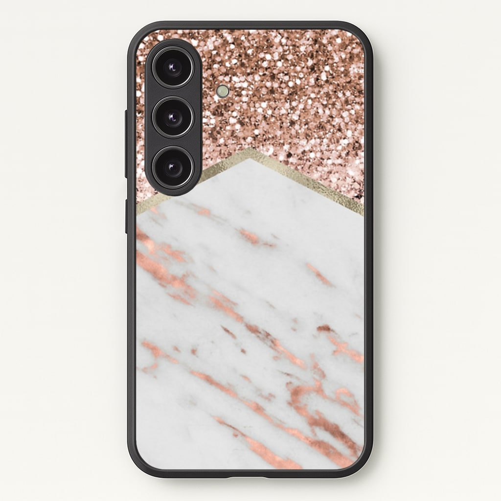 Rose Gold Marble & Glitter Phone Case - Galaxy S25 / Standard