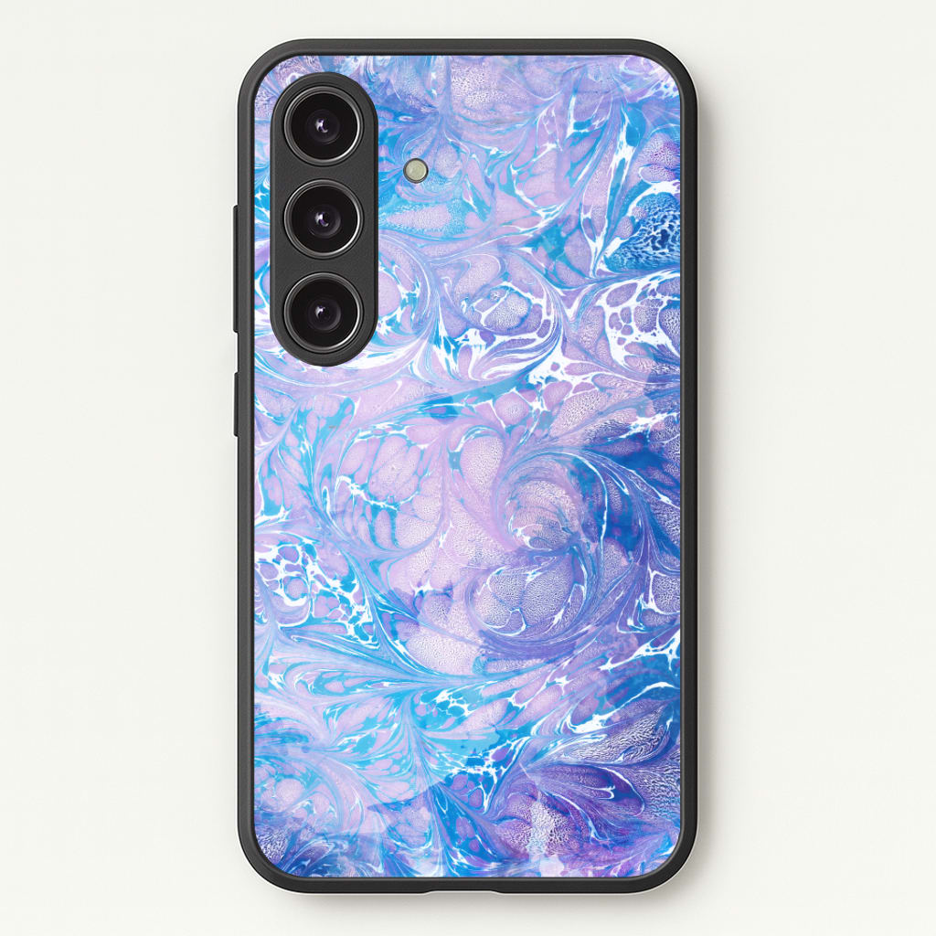 Sea Blue Swirly Marble Phone Case - Galaxy S25 / Standard