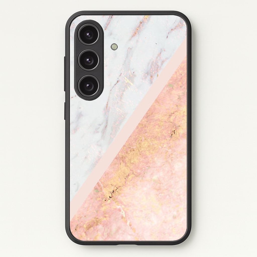 Marble and Rose Gold Phone Case - Galaxy S25 / Standard