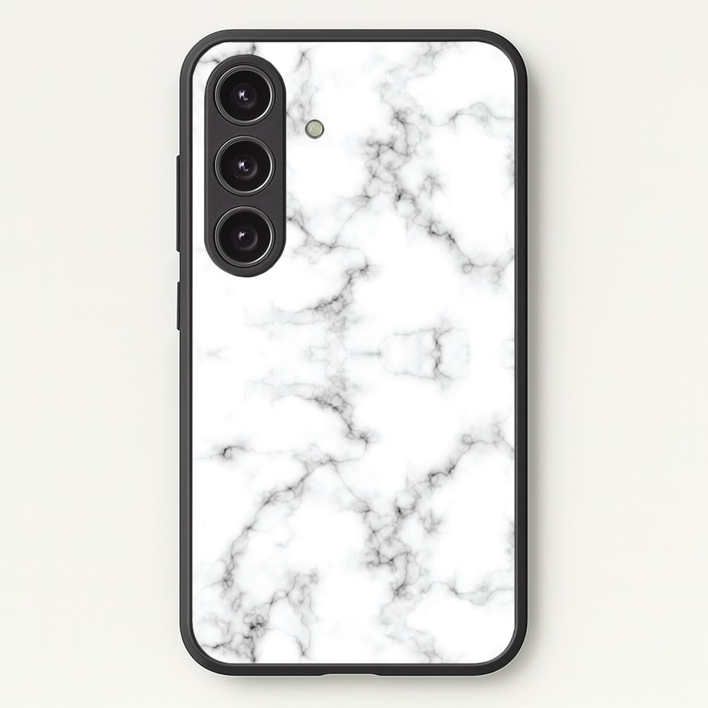 White Marbled Phone Case - Galaxy S25 / Standard