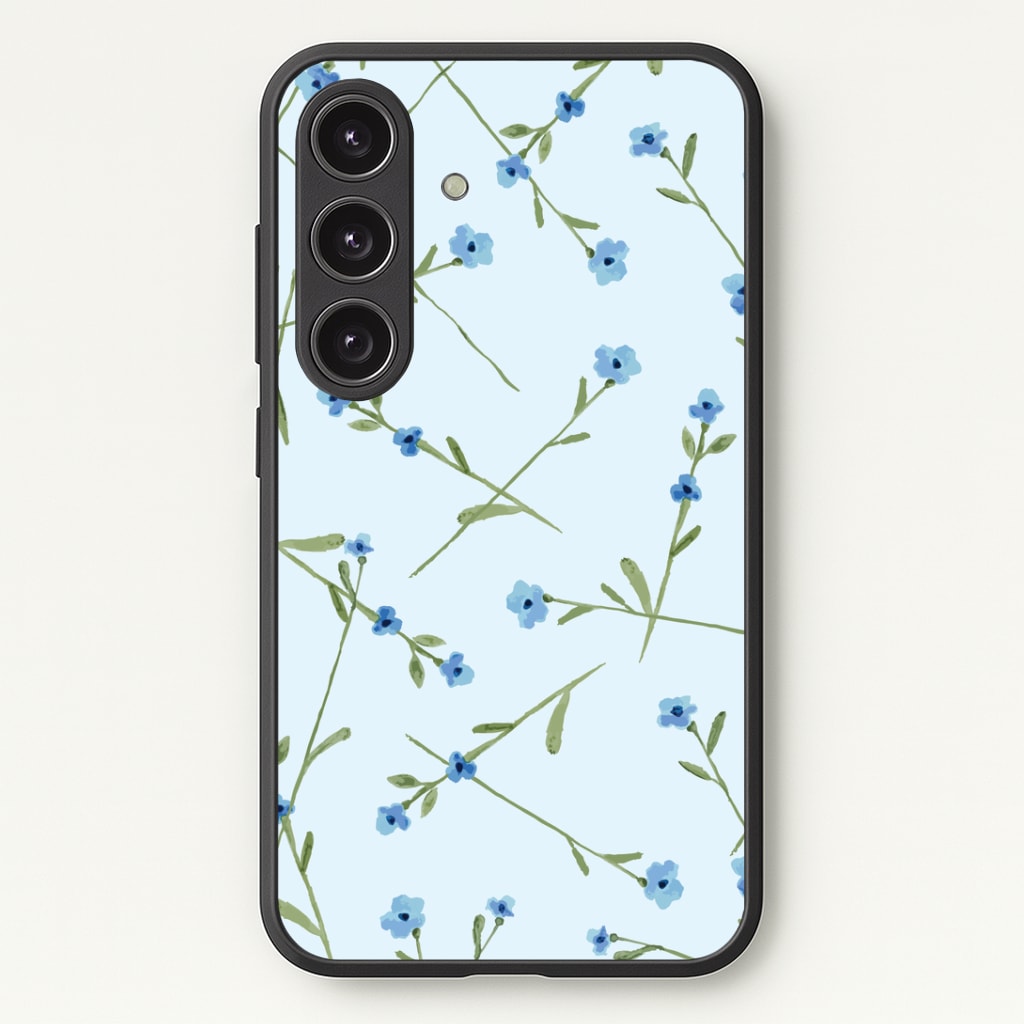 Baby Blue Floral Pattern Phone Case - Galaxy S25 / Standard