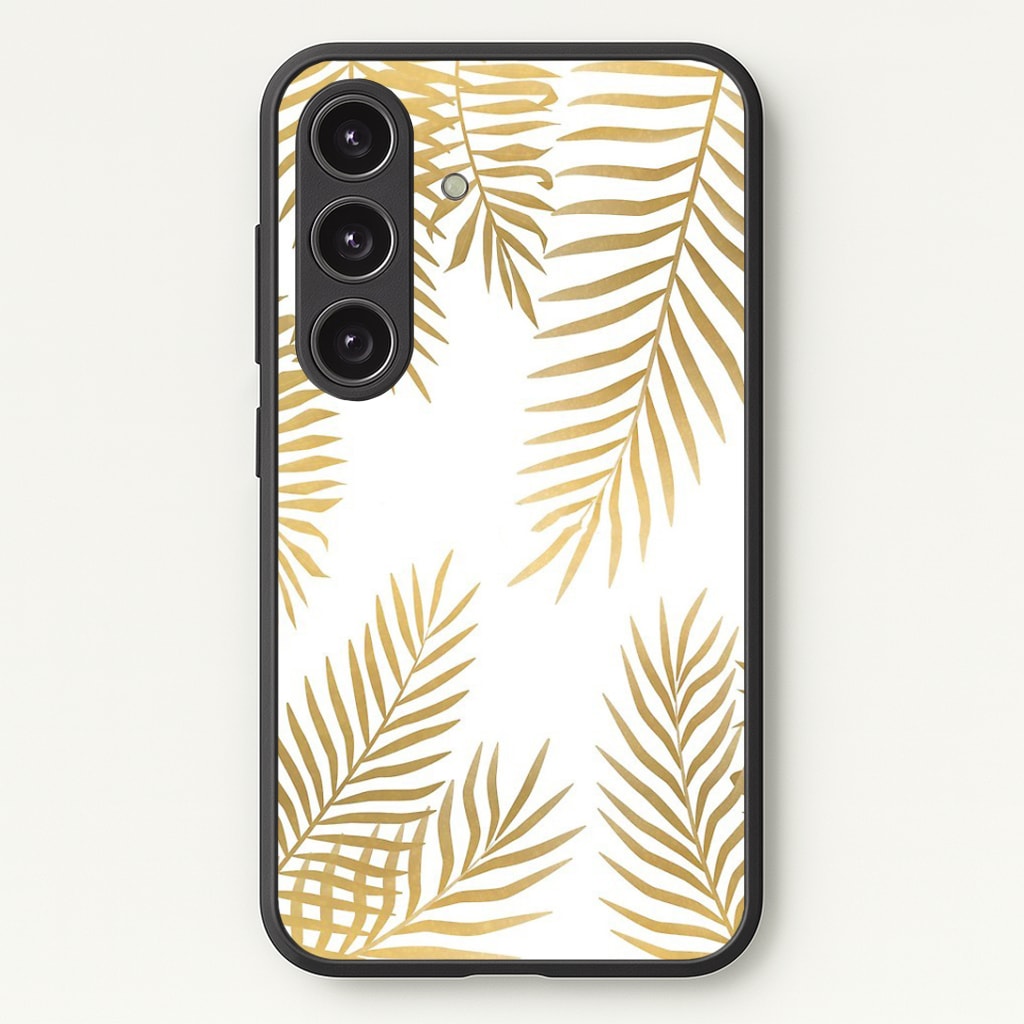 Gold Palm Leaf Pattern Phone Case - Galaxy S25 / Standard