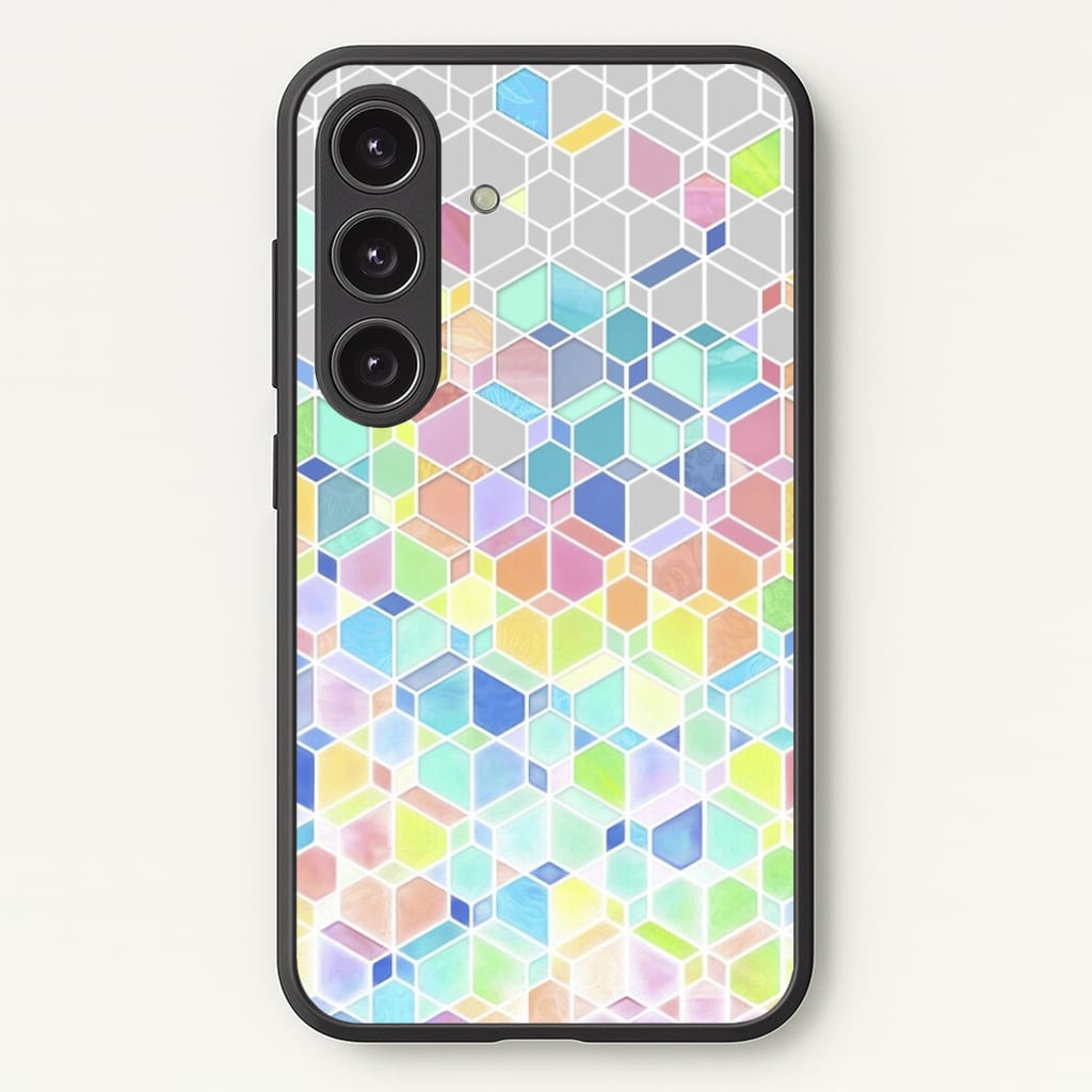Bright Hexagon Pattern Phone Case - Galaxy S25 / Standard