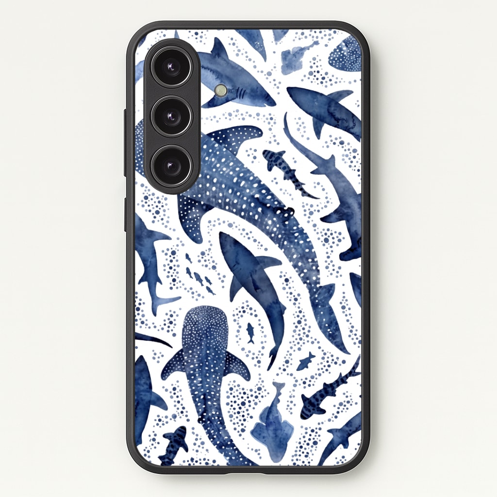 Indigo Watercolour Sharks Phone Case