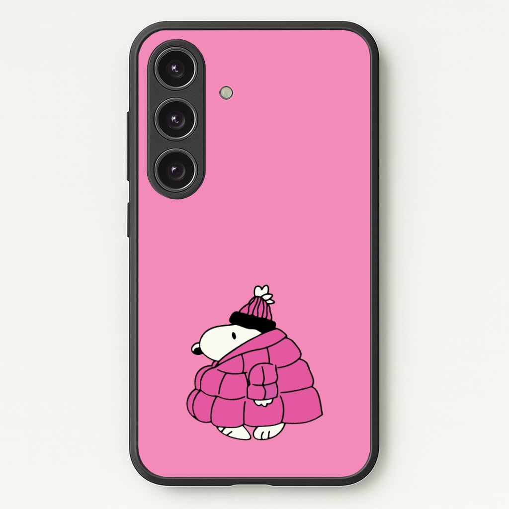 Cartoon Beagle Puffer Jacket Pink Phone Case - Galaxy S25 / Standard