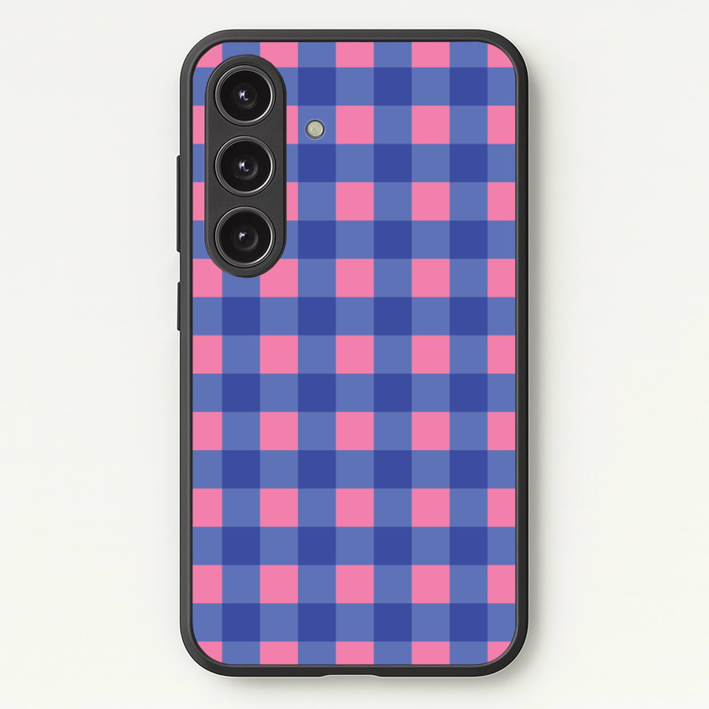 Pink And Blue Checkered Pattern Phone Case - Galaxy S25 / Standard