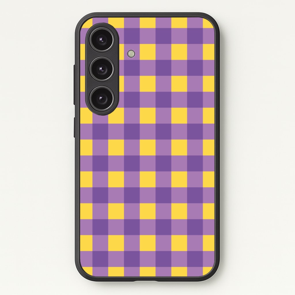 Purple And Yellow Checkered Pattern Phone Case - Galaxy S25 / Standard