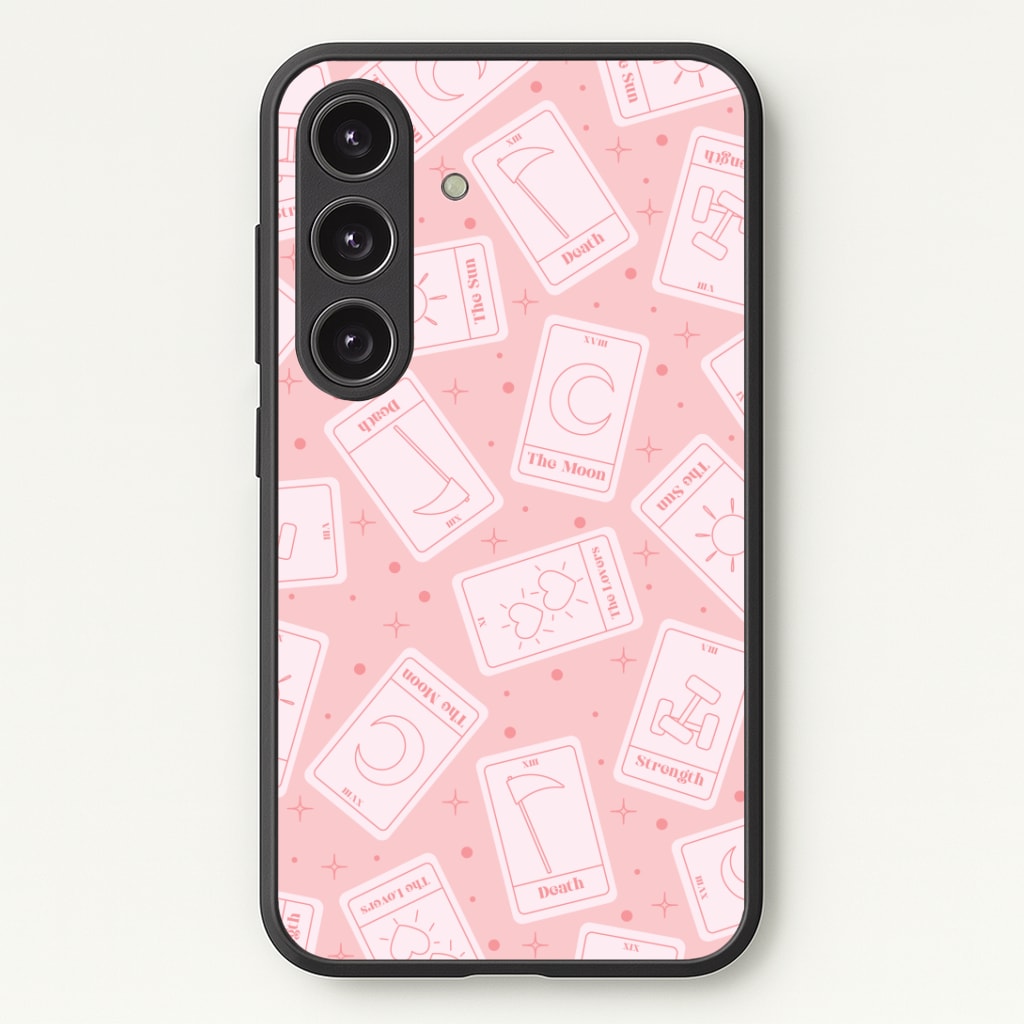 Pastel Pink Tarot Cards Pattern Phone Case - Galaxy S25 / Standard