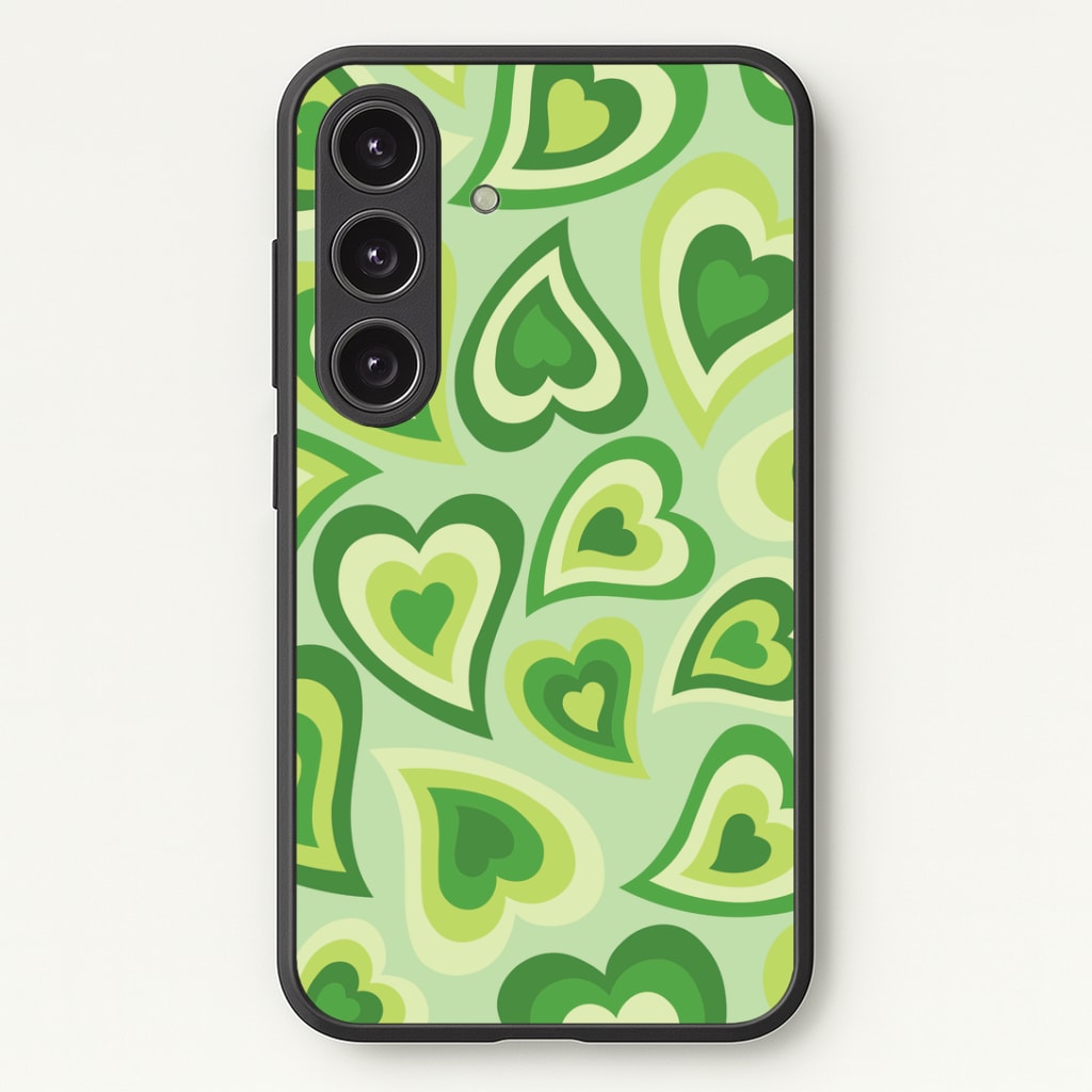 Green Hearts - Trippy Patterns Phone Case - Galaxy S25 / Standard
