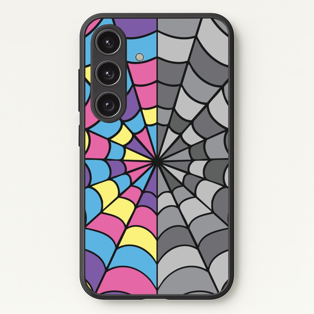 Colourful And Gray Spiderweb Phone Case - Galaxy S25 / Standard