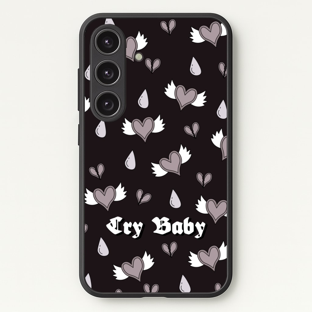 Cry Baby Monochrome Hearts Pattern Phone Case - Galaxy S25 / Standard