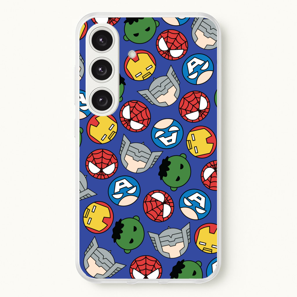 Cute Chibi Heroes Pattern Blue Phone Case