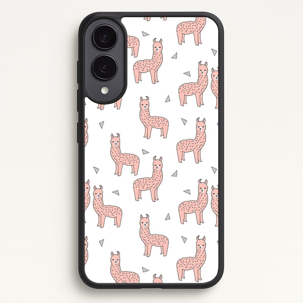 Pale Pink Alpaca Pattern Phone Case - Galaxy S25 Edge / Standard