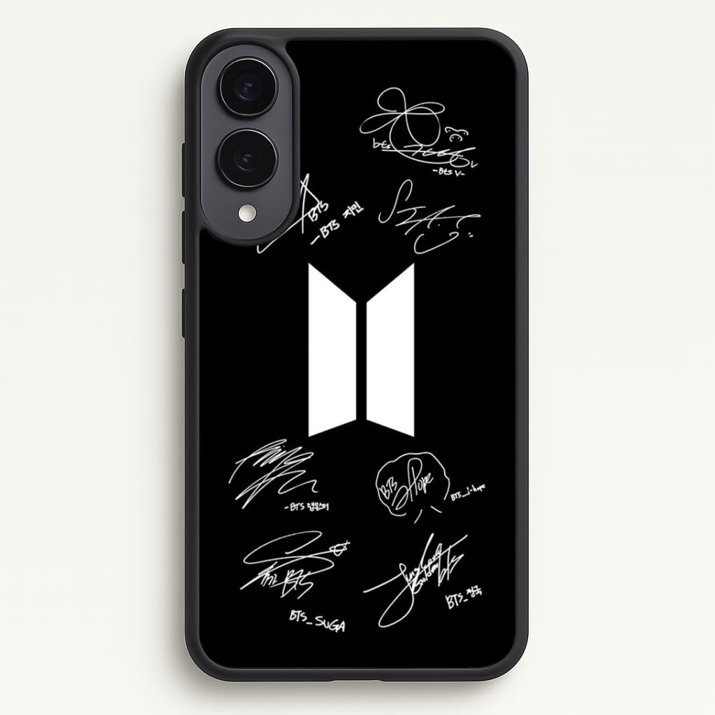 Black K-Pop Band Logo and Signatures Phone Case - Galaxy S25 Edge / Standard