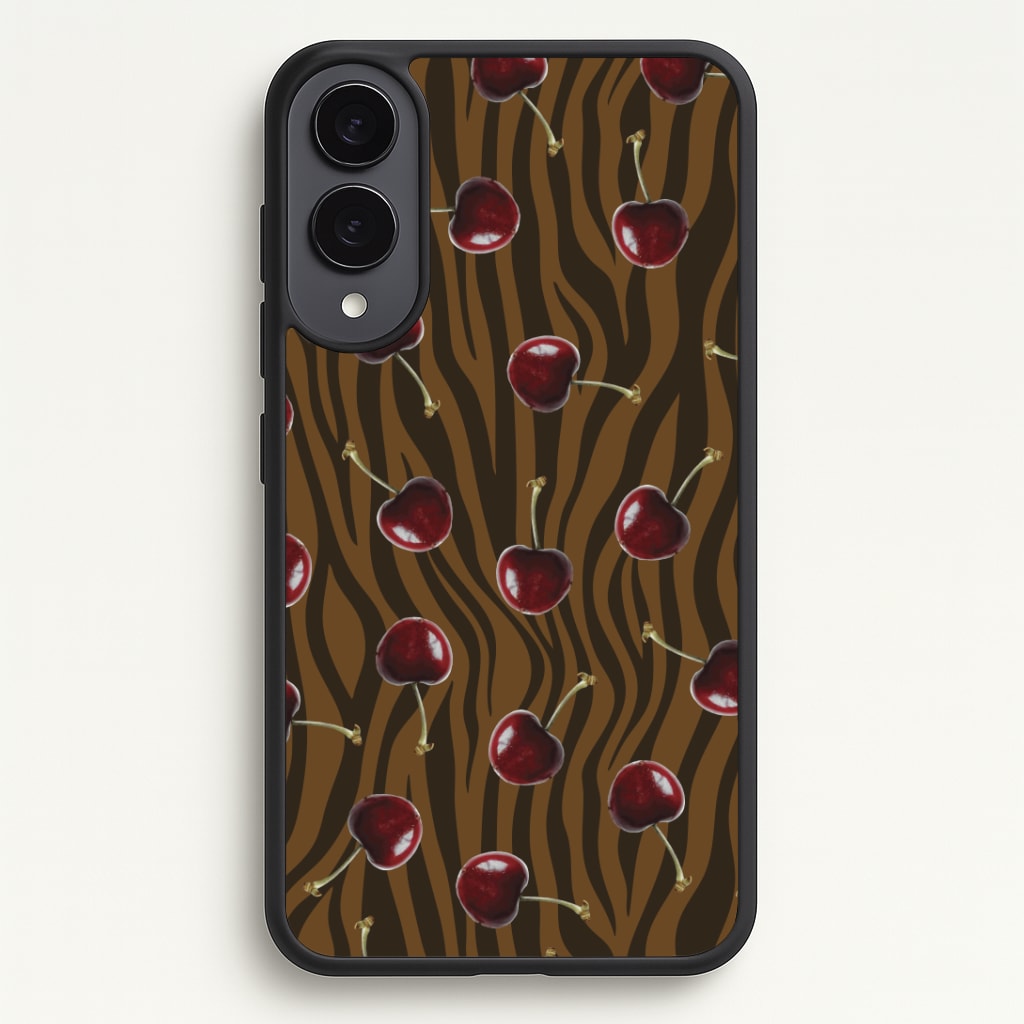 Animal Print With Cherries Pattern Phone Case - Galaxy S25 Edge / Standard