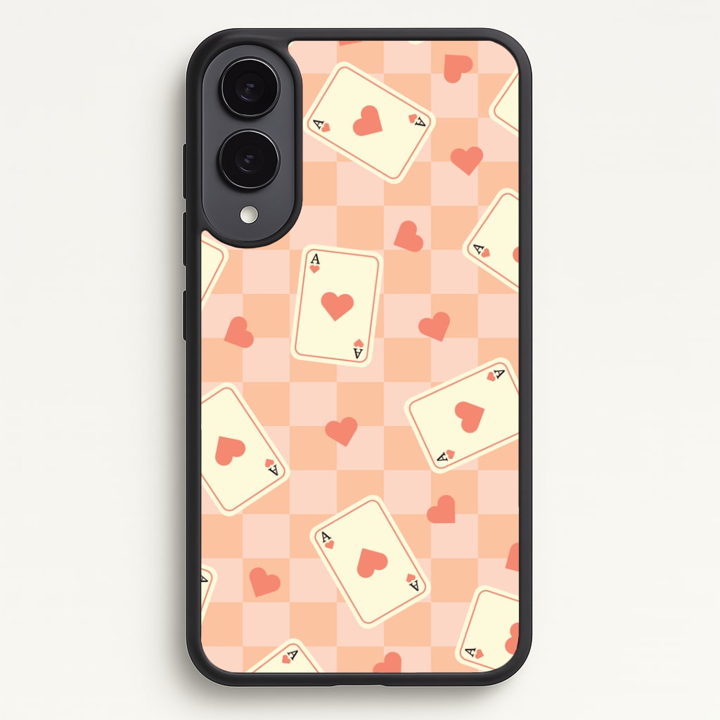 Cute Playing Cards And Hearts Pattern Phone Case - Galaxy S25 Edge / Standard