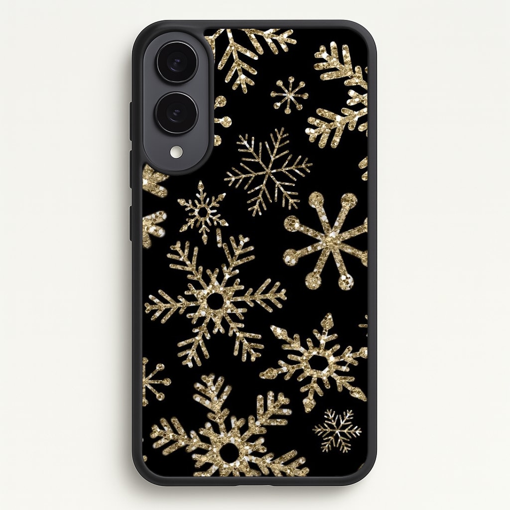 Gold Snowflake Pattern Phone Case - Galaxy S25 Edge / Standard