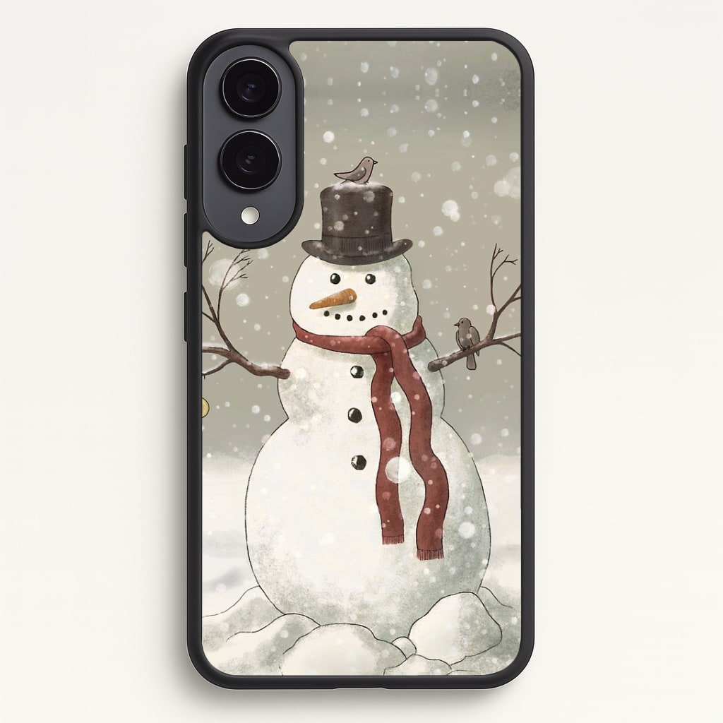 Christmas Snowman Drawing Phone Case - Galaxy S25 Edge / Standard