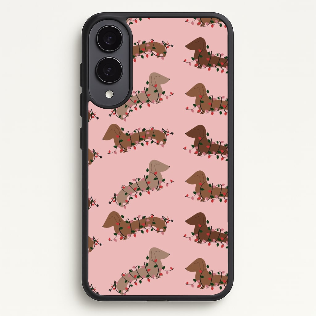 Dachshund Christmas Pattern Phone Case - Galaxy S25 Edge / Standard
