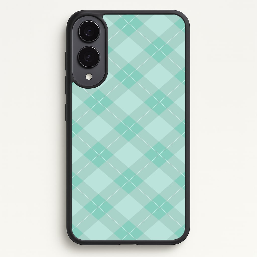 Light Cyan Tartan Christmas Pattern Phone Case - Galaxy S25 Edge / Standard