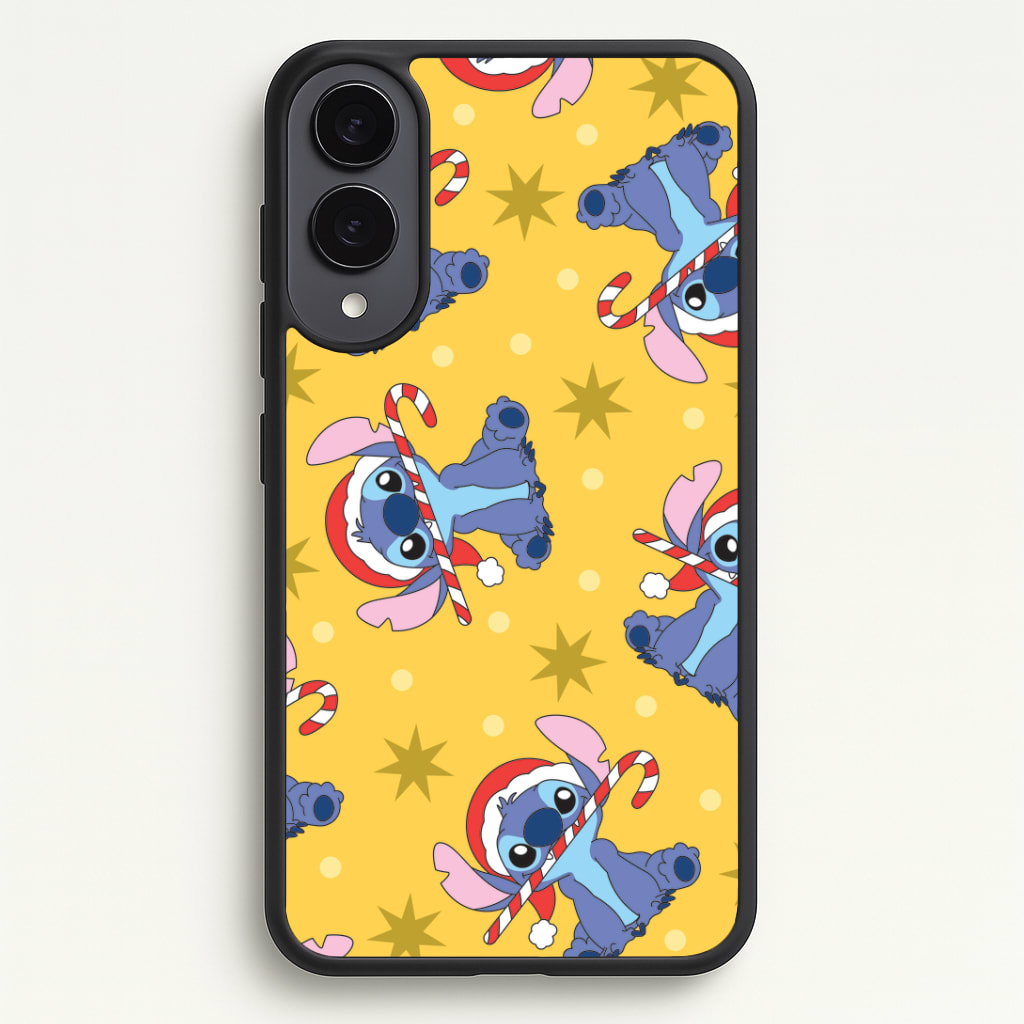 Cute Blue Alien Candycane Christmas Pattern Phone Case - Galaxy S25 Edge / Standard