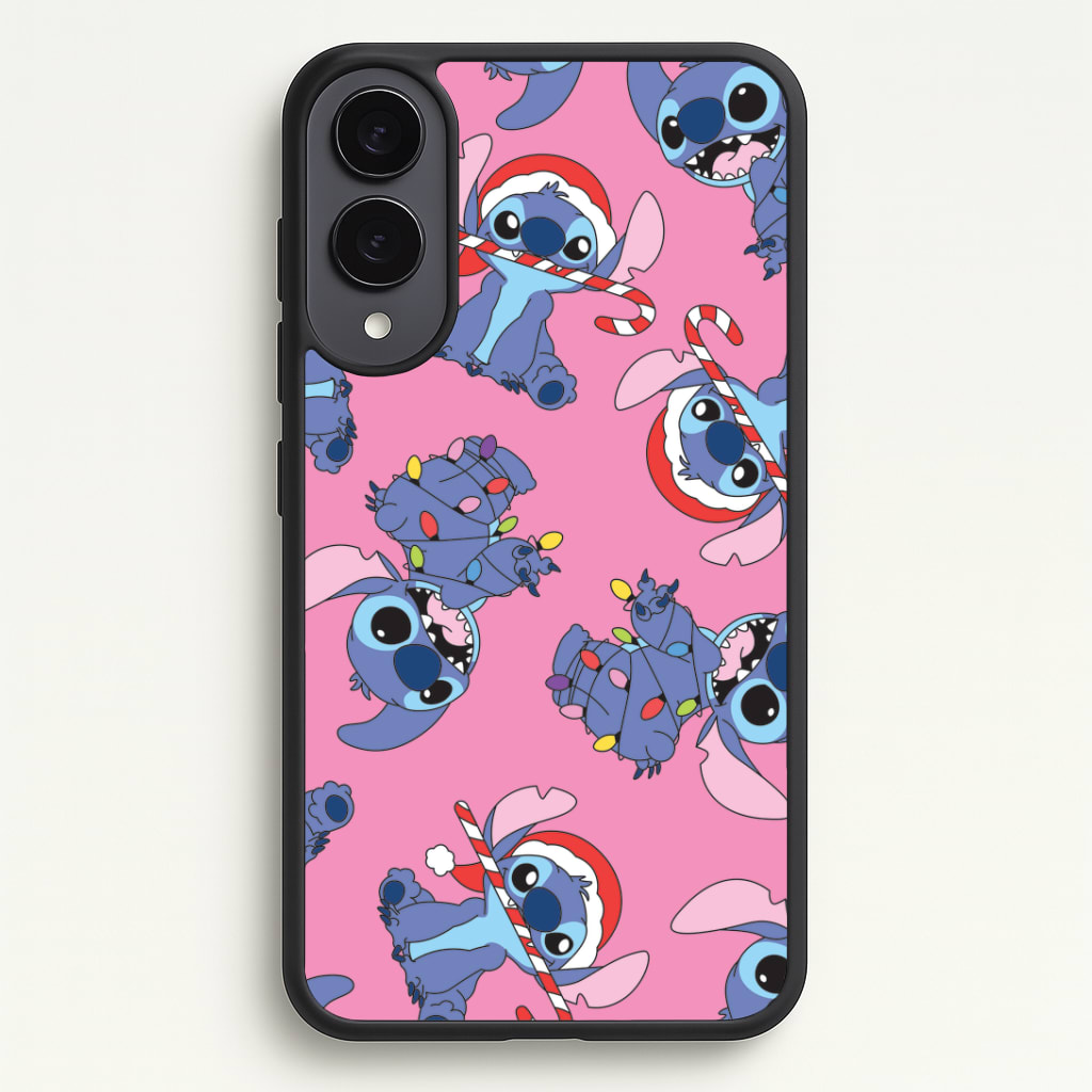 Christmas Cute Blue Alien Pattern Phone Case - Galaxy S25 Edge / Standard