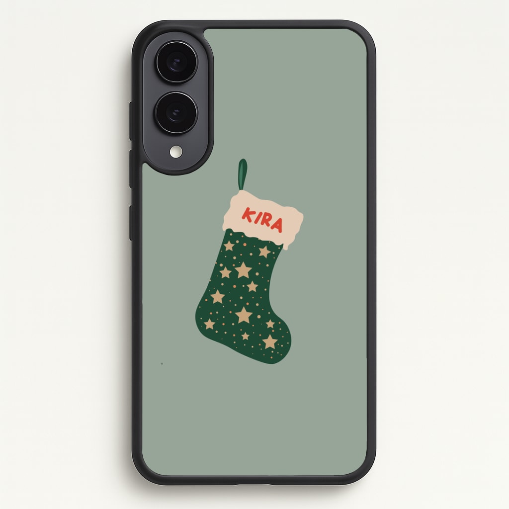 Green Stocking - Personalised Christmas Phone Case - Galaxy S25 Edge / Standard