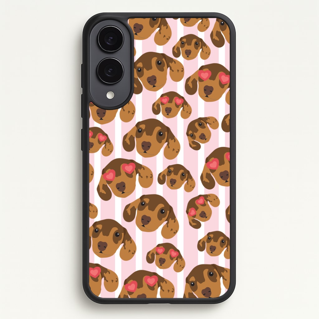 Stripes And Dachshunds Pattern Phone Case - Galaxy S25 Edge / Standard