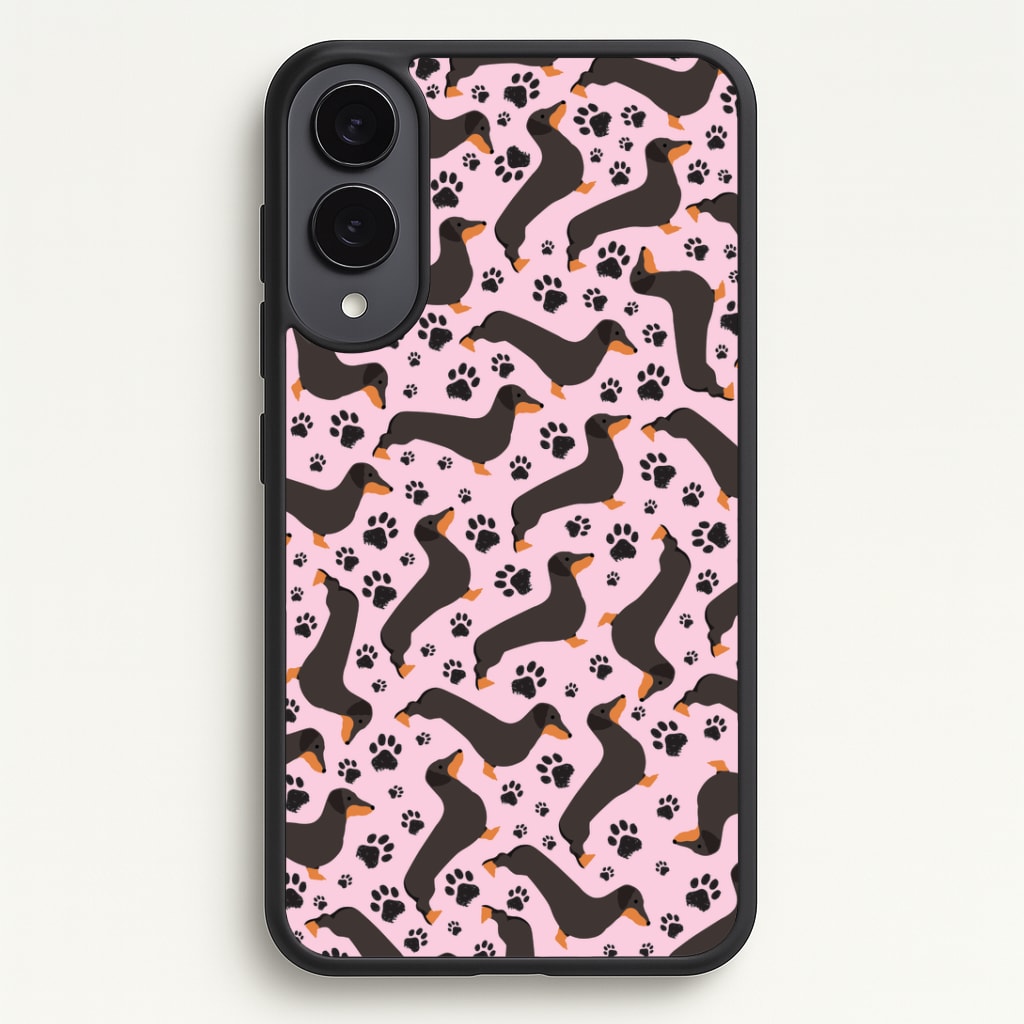 Dachschunds And Paws Pattern Phone Case - Galaxy S25 Edge / Standard