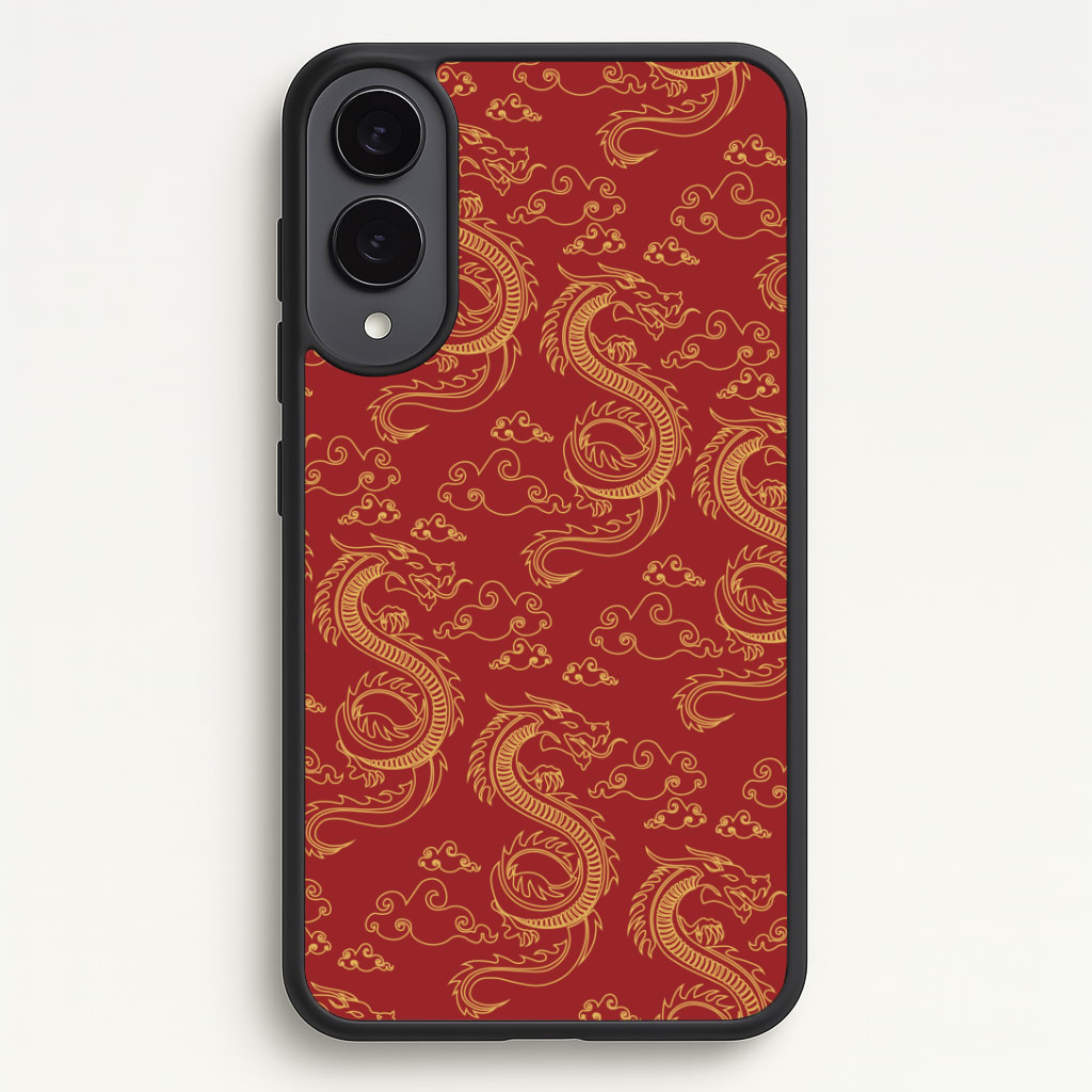 Red And Gold Dragon Pattern Phone Case - Galaxy S25 Edge / Standard