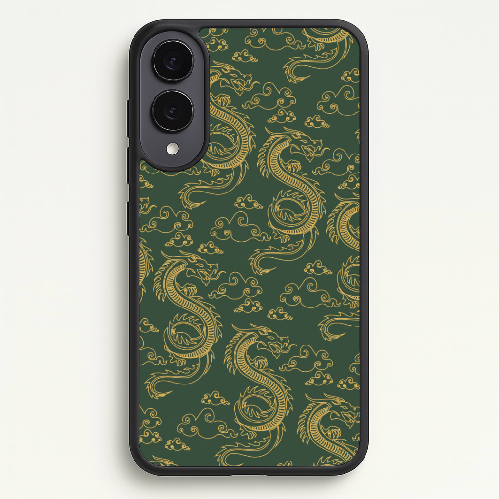 Green And Gold Dragon Pattern Phone Case