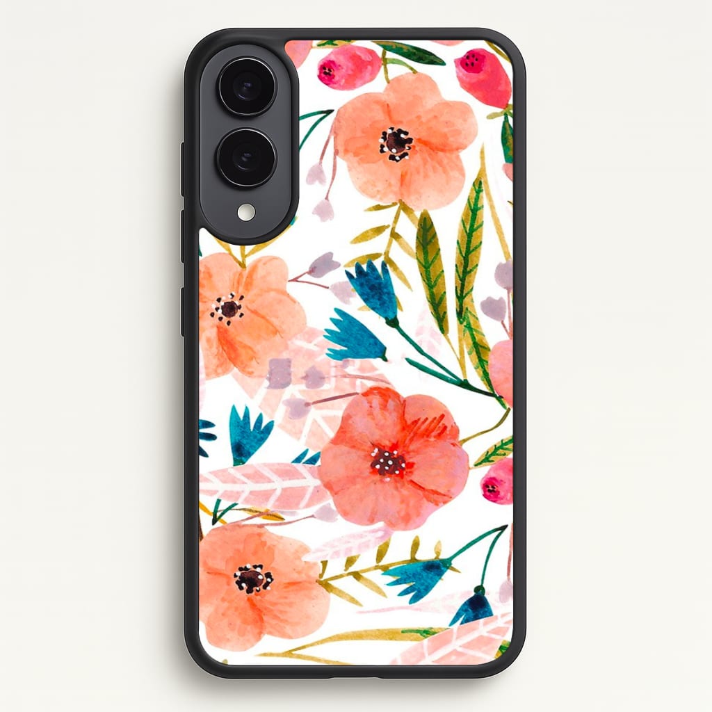 Peach Watercolour Floral Pattern Phone Case