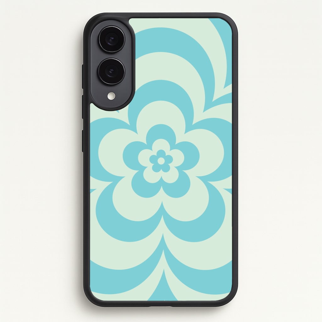 Teal Abstract Flower Pattern Phone Case - Galaxy S25 Edge / Standard