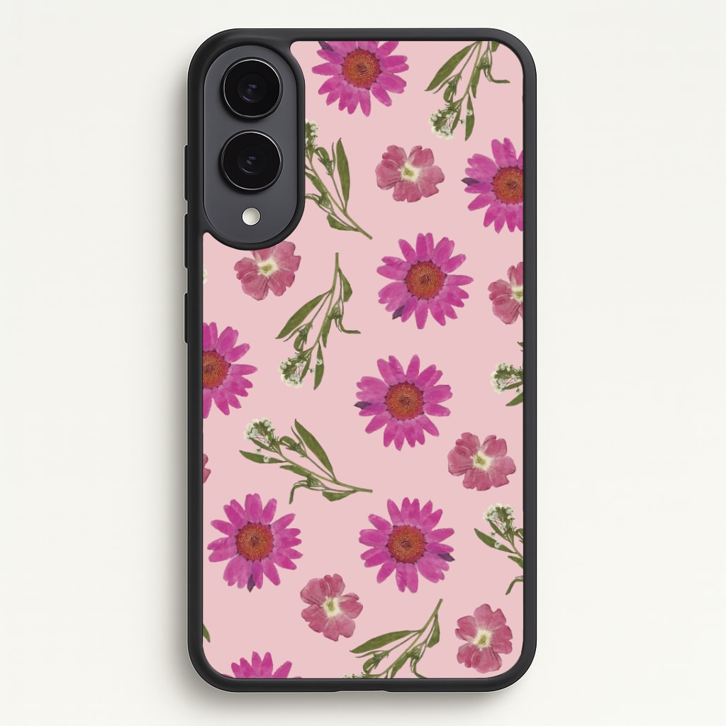 Pressed Pink Flowers Pattern Phone Case - Galaxy S25 Edge / Standard
