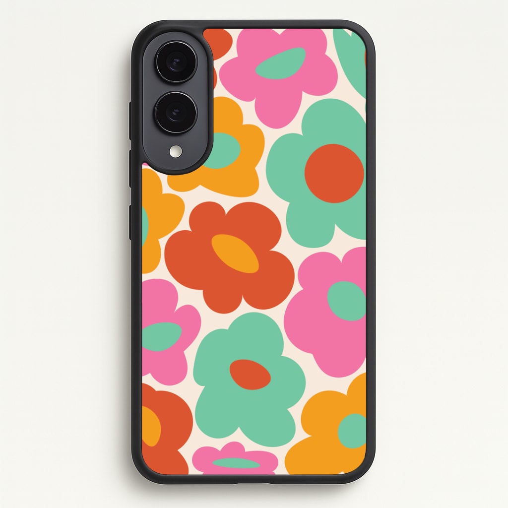 Abstract Trippy Retro Flowers Phone Case - Galaxy S25 Edge / Standard