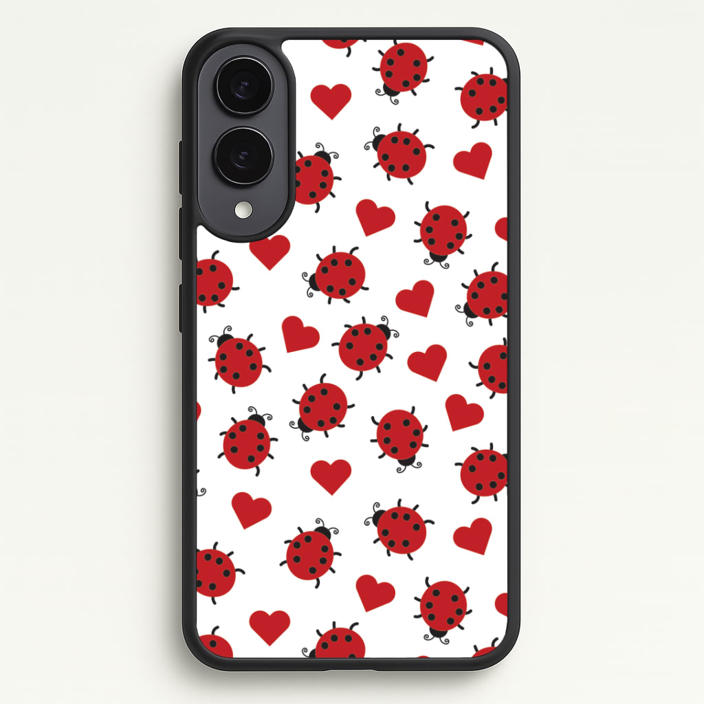 Ladybugs And Hearts Pattern Phone Case - Galaxy S25 Edge / Standard